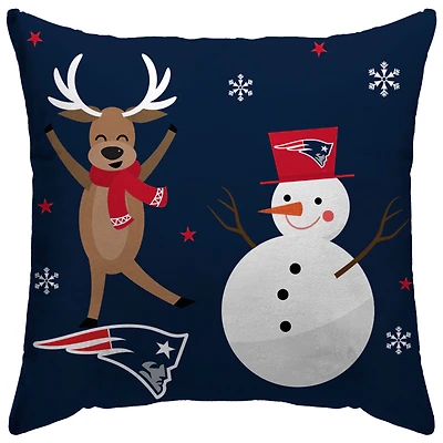 New England Patriots 18'' x 18'' Holiday Reindeer Décor Pillow