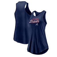 Women's Fanatics Navy Atlanta Braves Simplicity Swing Racerback Scoop Neck Tank Top