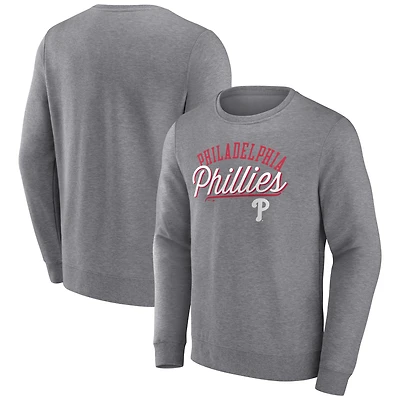Men's Fanatics Heather Gray Philadelphia Phillies Simplicity Pullover Sweatshirt