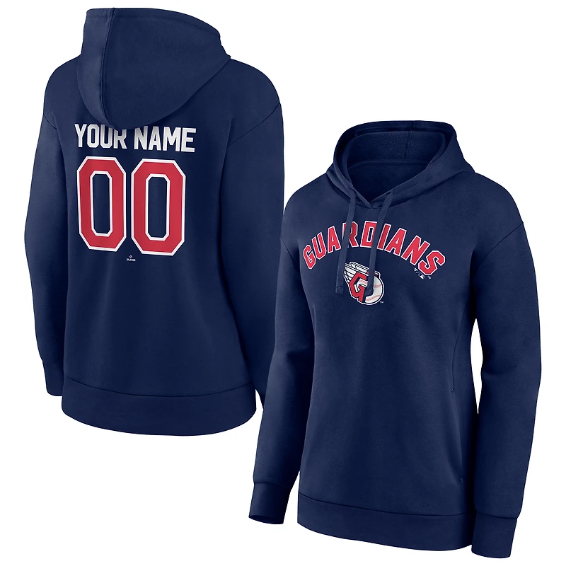 Women's Navy Cleveland Guardians Personalized Team Winning Streak Pullover Hoodie