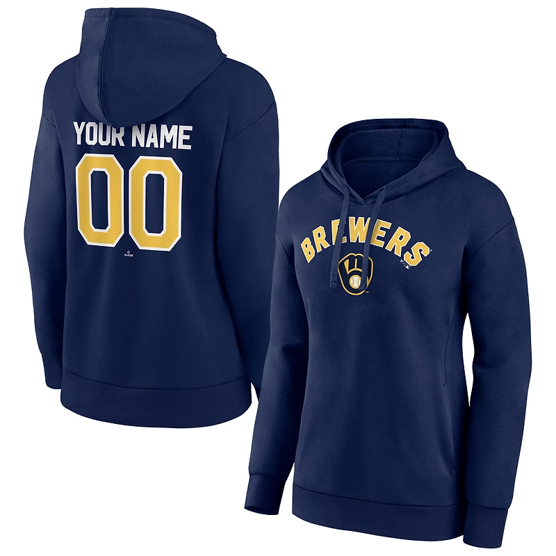Women's Navy Milwaukee Brewers Personalized Team Winning Streak Pullover Hoodie