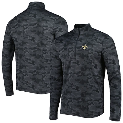 Men's Antigua Black New Orleans Saints Brigade Quarter-Zip Sweatshirt