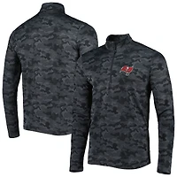 Men's Antigua Black Tampa Bay Buccaneers Brigade Quarter-Zip Sweatshirt