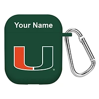 Green Miami Hurricanes Personalized AirPods Case Cover