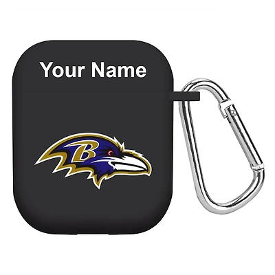 Black Baltimore Ravens Personalized AirPods Case Cover