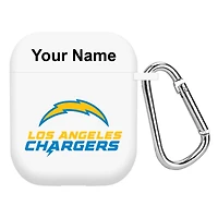 White Los Angeles Chargers Personalized AirPods Case Cover
