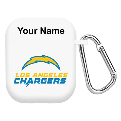 White Los Angeles Chargers Personalized AirPods Case Cover