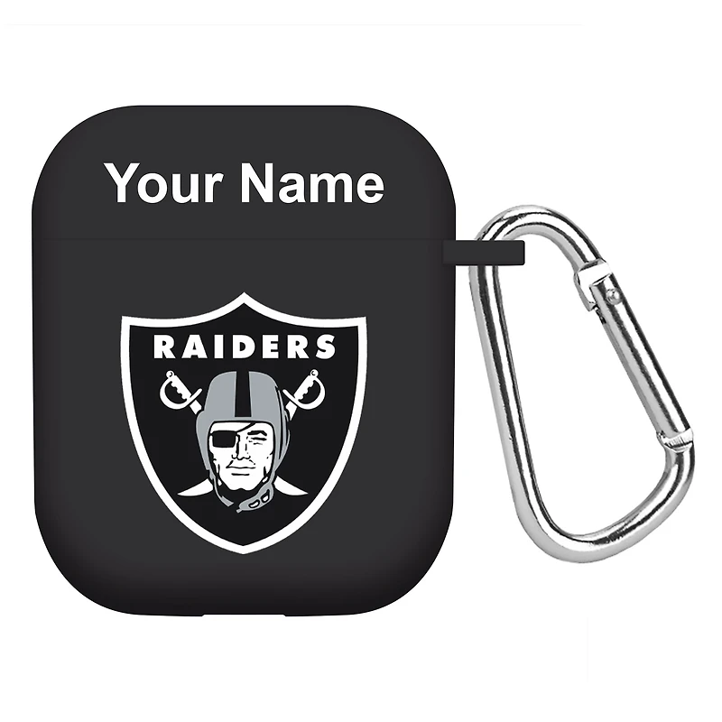 Black Las Vegas Raiders Personalized AirPods Case Cover