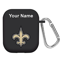 Black New Orleans Saints Personalized AirPods Case Cover