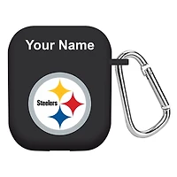 Black Pittsburgh Steelers Personalized AirPods Case Cover