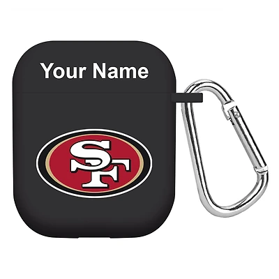 Black San Francisco 49ers Personalized AirPods Case Cover