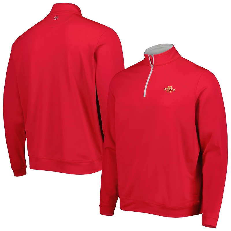 Men's Peter Millar Cardinal Iowa State Cyclones Perth Quarter-Zip Top