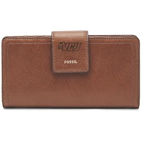 Women's Fossil Brown VCU Rams Leather Logan RFID Tab Clutch