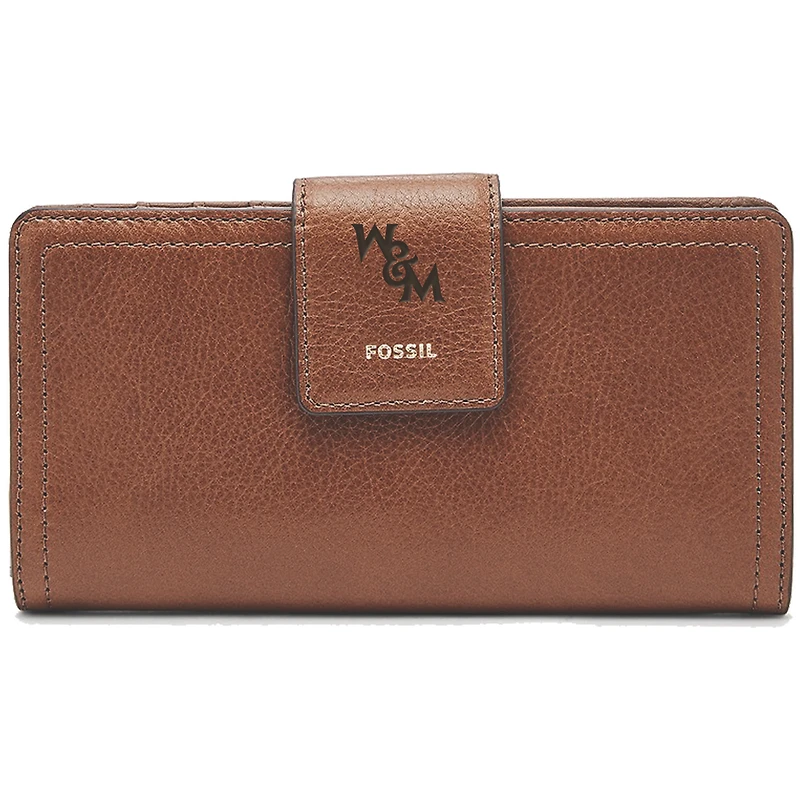 Women's Fossil Brown William & Mary Tribe Leather Logan RFID Tab Clutch