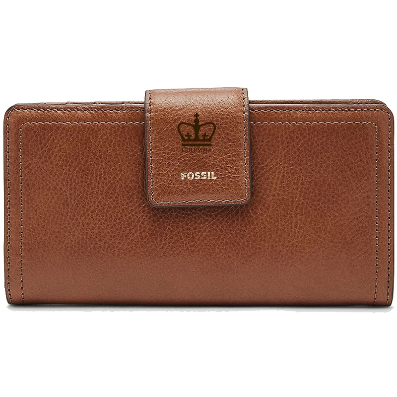 Women's Fossil Brown Columbia University Leather Logan RFID Tab Clutch