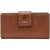 Women's Fossil Brown Columbia University Leather Logan RFID Tab Clutch