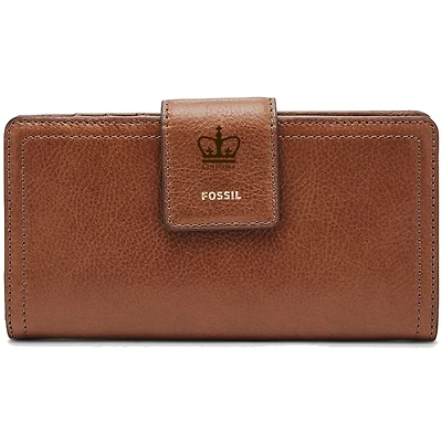 Women's Fossil Brown Columbia University Leather Logan RFID Tab Clutch