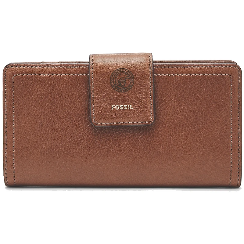 Women's Fossil Brown University of Tampa Spartans Leather Logan RFID Tab Clutch