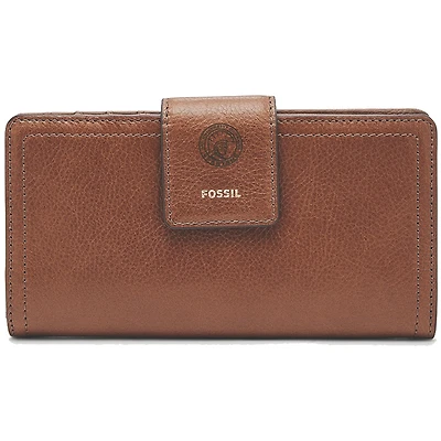 Women's Fossil Brown University of Tampa Spartans Leather Logan RFID Tab Clutch