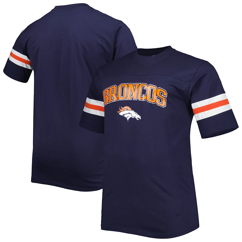 Men's Navy Denver Broncos Big & Tall Arm Stripe T-Shirt