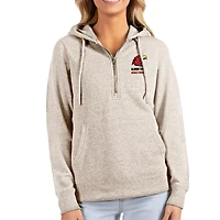 Women's Antigua Oatmeal Illinois Tech Scarlet Hawks Action Half-Zip Hoodie