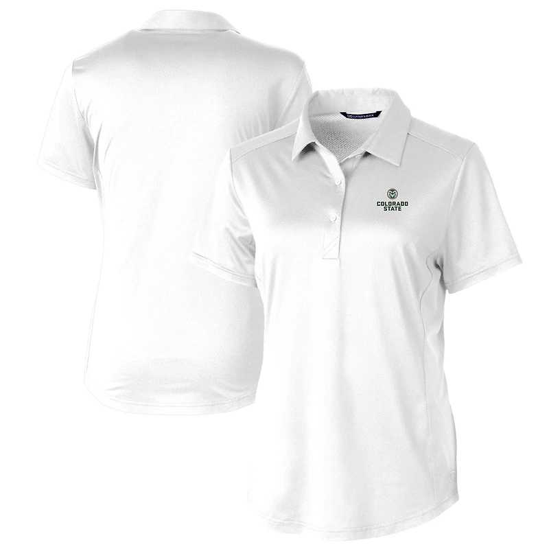Women's Cutter & Buck White Colorado State Rams Prospect Textured Stretch Polo