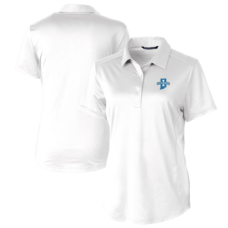 Women's Cutter & Buck White Indiana State Sycamores Prospect Textured Stretch Polo