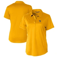 Women's Cutter & Buck Gold West Virginia Mountaineers Prospect Textured Stretch Polo