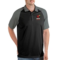 Men's Antigua Black/Gray Illinois Tech Scarlet Hawks Nova Polo