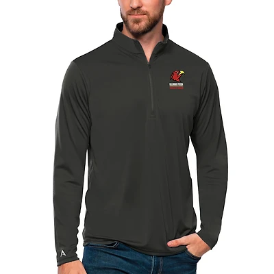 Men's Antigua Charcoal Illinois Tech Scarlet Hawks Tribute Quarter-Zip Pullover Top