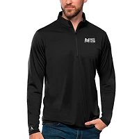 Men's Antigua Black Mid Michigan College Tribute Quarter-Zip Pullover Top