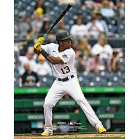 Ke'Bryan Hayes Pittsburgh Pirates Unsigned Prepares to Bat Vertical Photograph