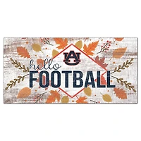 White Auburn Tigers 6'' x 12'' Hello Football Wall Art