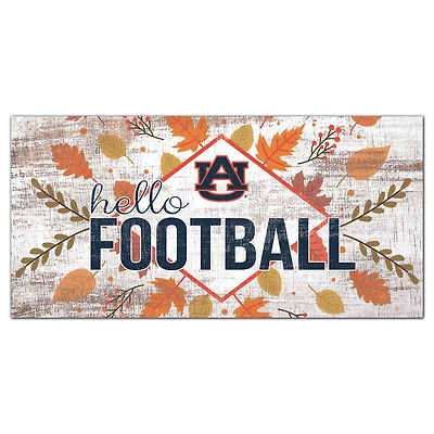 White Auburn Tigers 6'' x 12'' Hello Football Wall Art