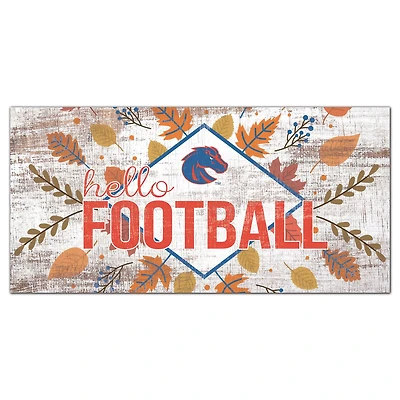 White Boise State Broncos 6'' x 12'' Hello Football Wall Art