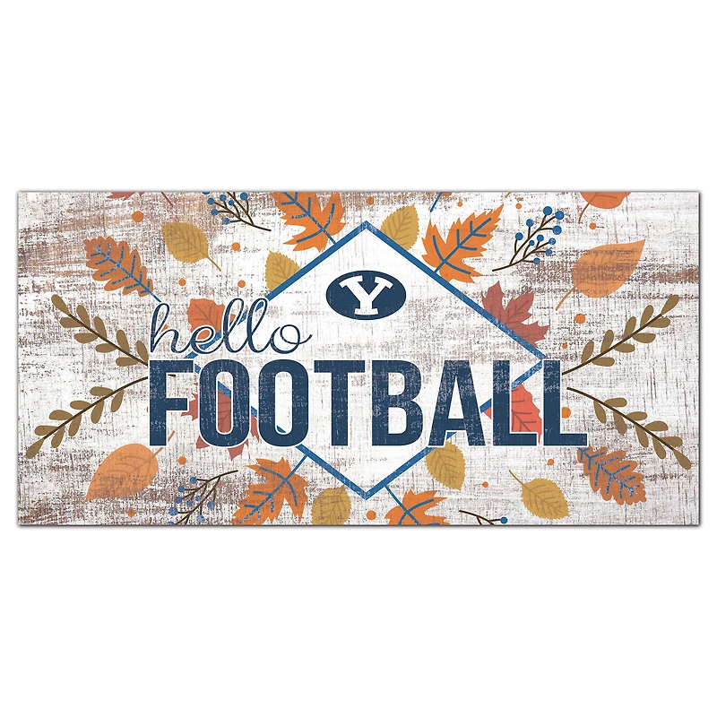 White BYU Cougars 6'' x 12'' Hello Football Wall Art