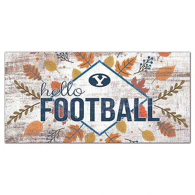 White BYU Cougars 6'' x 12'' Hello Football Wall Art