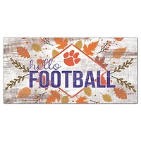 White Clemson Tigers 6'' x 12'' Hello Football Wall Art