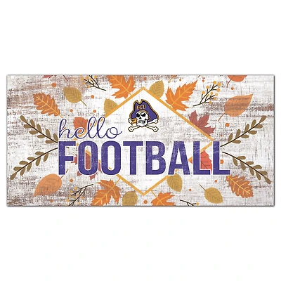 White ECU Pirates 6'' x 12'' Hello Football Wall Art