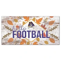 White ECU Pirates 6'' x 12'' Hello Football Wall Art