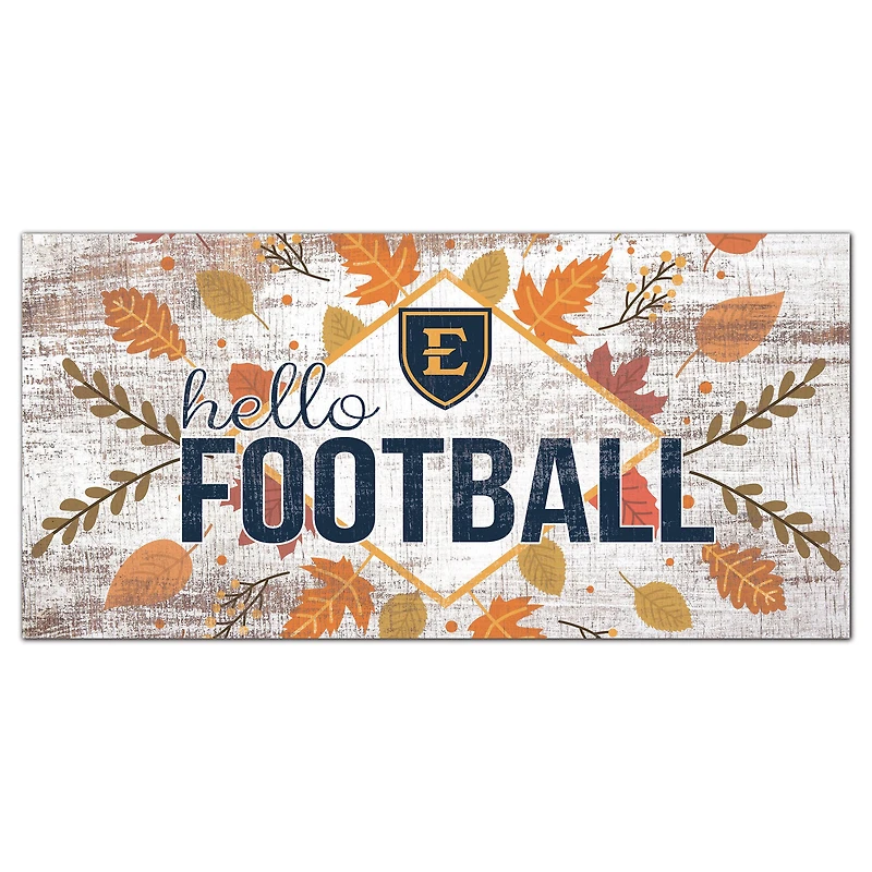 White ETSU Buccaneers 6'' x 12'' Hello Football Wall Art