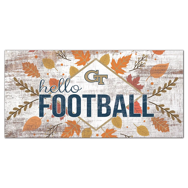 White Georgia Tech Yellow Jackets 6'' x 12'' Hello Football Wall Art