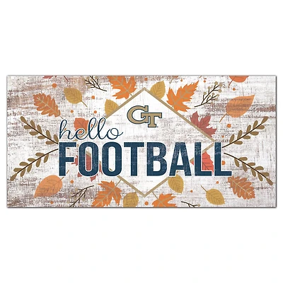 White Georgia Tech Yellow Jackets 6'' x 12'' Hello Football Wall Art