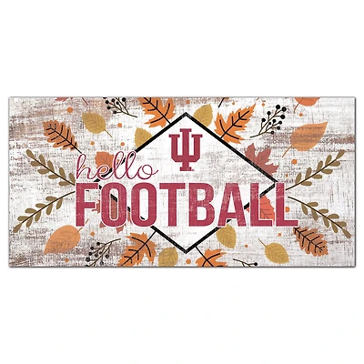 White Indiana Hoosiers 6'' x 12'' Hello Football Wall Art