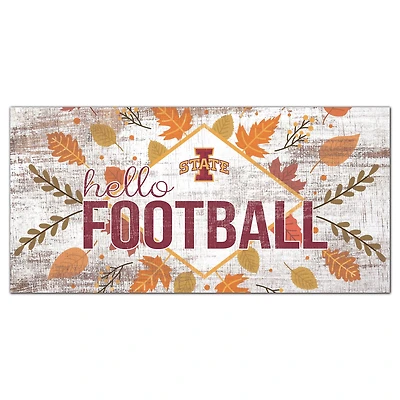 White Iowa State Cyclones 6'' x 12'' Hello Football Wall Art