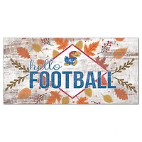 White Kansas Jayhawks 6'' x 12'' Hello Football Wall Art