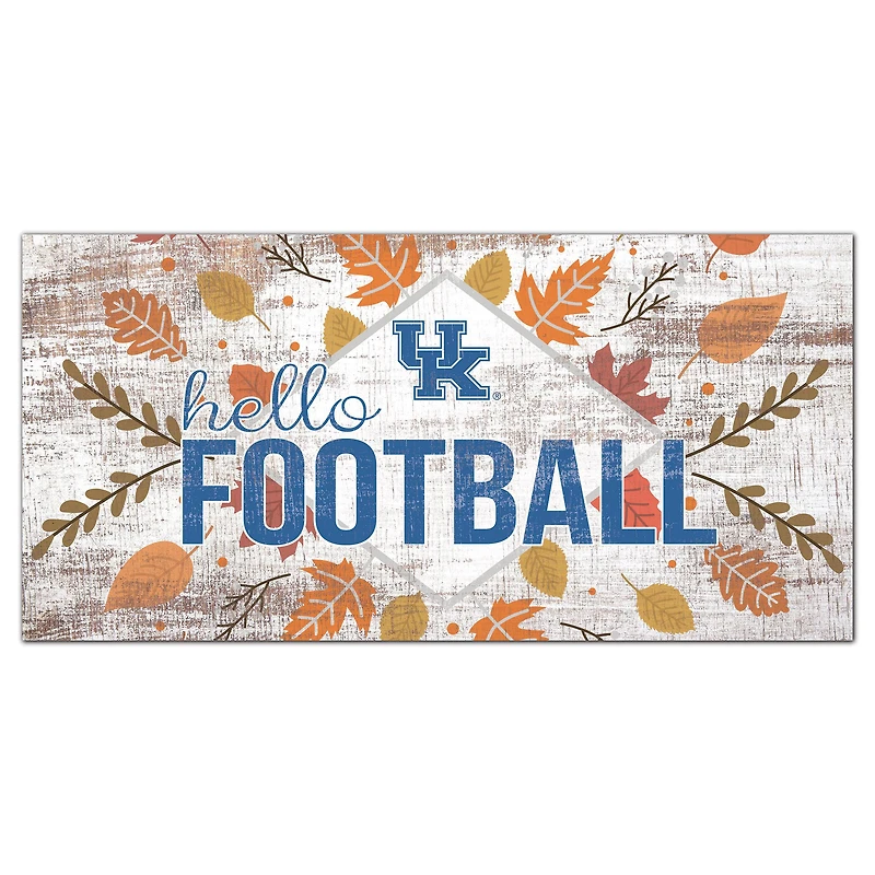 White Kentucky Wildcats 6'' x 12'' Hello Football Wall Art