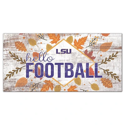 White LSU Tigers 6'' x 12'' Hello Football Wall Art