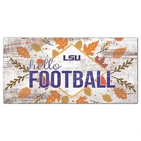 White LSU Tigers 6'' x 12'' Hello Football Wall Art