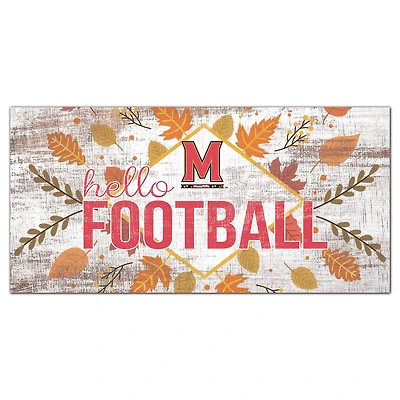 White Maryland Terrapins 6'' x 12'' Hello Football Wall Art